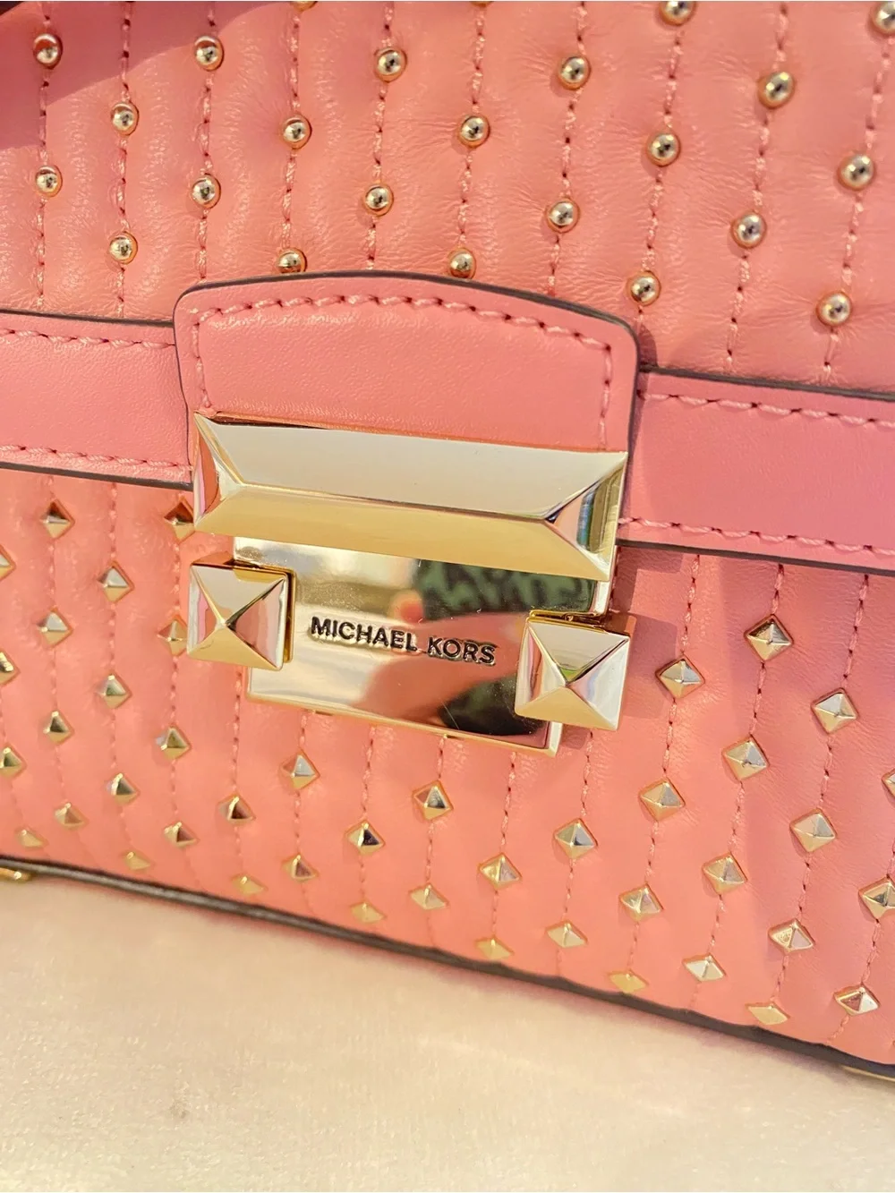 Michael Kors NWT Pink Studded Leather Top-Handle Crossbody Bag